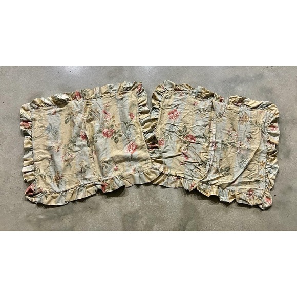 Ralph Lauren Highfields Floral Striped Ruffled Standard Sham Lot Of 2 - Picture 4 of 6